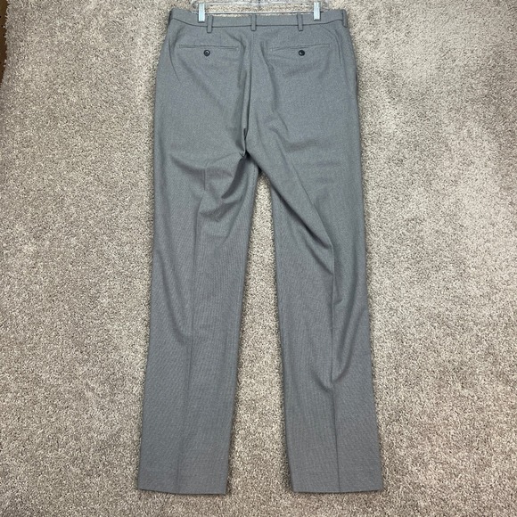 Uniqlo‎ Mens Dress Pants 34x34 Gray Houndstooth Flat Front Polyester - Picture 3 of 9